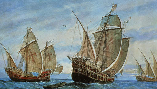 Le Santa Maria (à gauche) faisait partie avec la Nina et la Pinta de la première expédition de Christophe Colomb. © photo news.